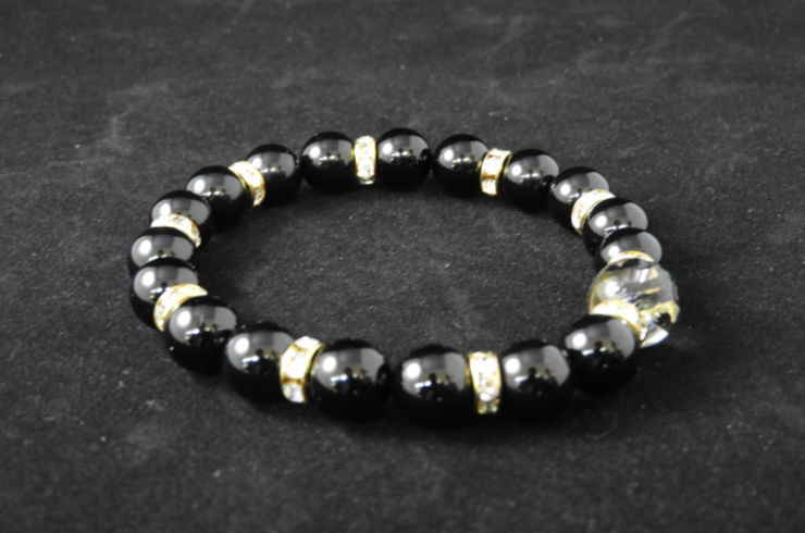 ホタルガラス-ブレスレット（黒）